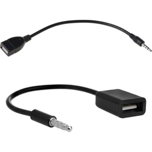 3.5mm Male AUX Audio Plug Jack To USB 2.0 Female Converter Cable Cord Fr Car MP3