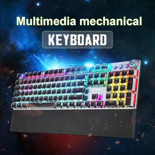 Gaming Mechanical Keyboard Blue Red Black Brown Switch 104key RU/US Wired Keyboard Mix Backlit LED USB For Gamer PC Laptop
