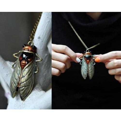 Fashion Charm Retro Vintage Bronze Tone Metal Insect Pendant Necklace Hot