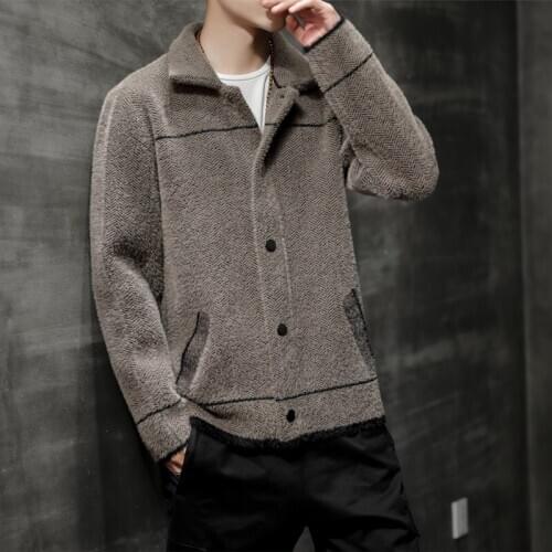 Men Clothing 2019 Keep Warm In Winter Slim Fit Mink Wool Jackets Male High Quality Leisure Windbreaker Vintage Mens Coats KK3043