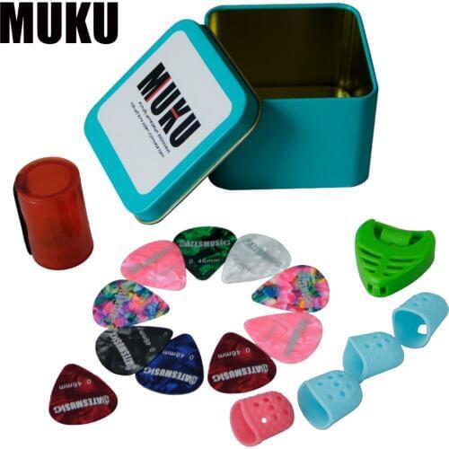 MUKU Guitar Accessories kit Silicone Fingertip Protectors Guitar Finger Accessories Fingerstall Full-size&Guitar Finger Pick Ple