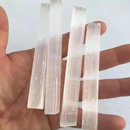 MOKAGY Natural Crystal Stone Chip White Selenite Quartz Point Wand 80MM-90MM 4pc