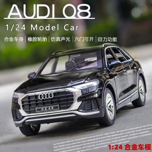 New 1:24 Simulation Audi Q8 Alloy Car Model Suv Collection Car Decoration Sound And Light Pull Back Childrens Toy Car Gift Boy