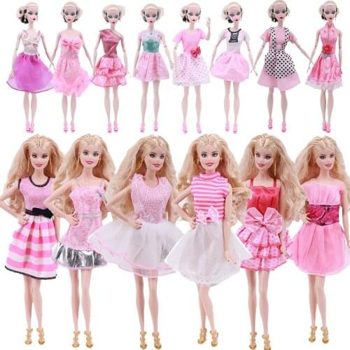 Barbies Clothes One-Piece Pink Skirt Outfit Dressing Western Dress For 11.8Inch Barbies &1/6 BJD Doll Clothes Girls BirthdayToys