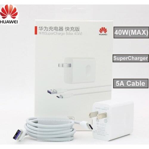 Original HUAWEI Mate20 Fast Super Charger 10V4A 40W USB Fast Charger Adapter 5A USB3.1 TYPE-C Fast Cable For Honor9 10 P20 P10
