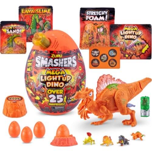 Original Smashers Dino Lightup 25 3 Surprise Archaeological Egg Dinosaur Boy Toy Gift Blind Box Glowing Sound