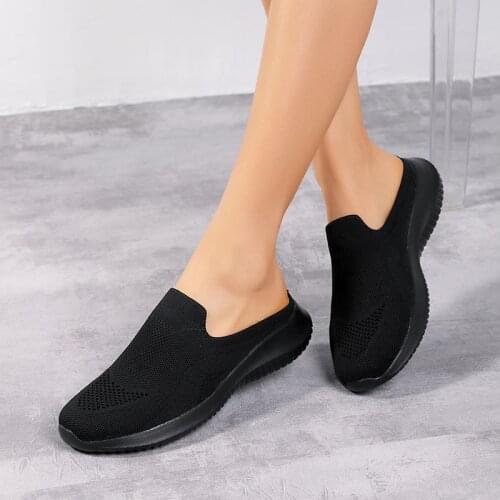 Plus Size 35-42 Women Walking Shoes 2021 Slip On Sock Air Mesh Female Sports Light Loafers Black Sneakers Home Slippers