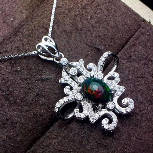 Real And Natural Opal necklace with pendant S925 sterling silver Natural original opal