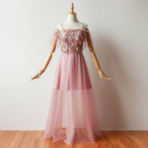 Sexy Club Patchwork Floor-length Mesh Tender Embroidery Tassels Sequin Host Banquet Women Long Party Dresses Christmas Dress