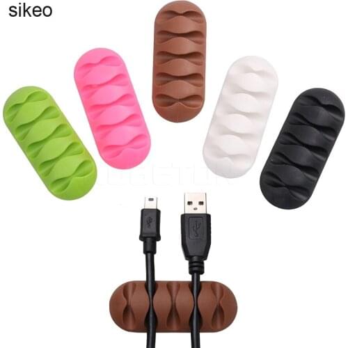 Sikeo 3pcs Cable clip Cable Winder Earphone Cable Organizer Wire Storage Silicon Charger Cable Holder Clips for MP3 MP4 Earphone