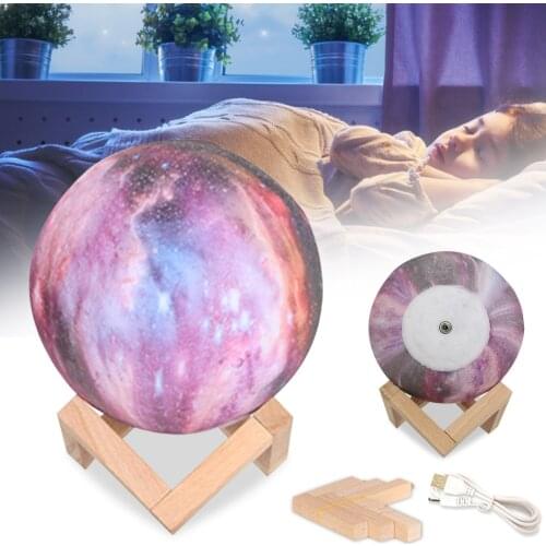 16 Colors 3D Print Star Moon Lamp Touch Control Bedroom USB LED Night Light Creative Galaxy Lamp with Remote Control as Gifts