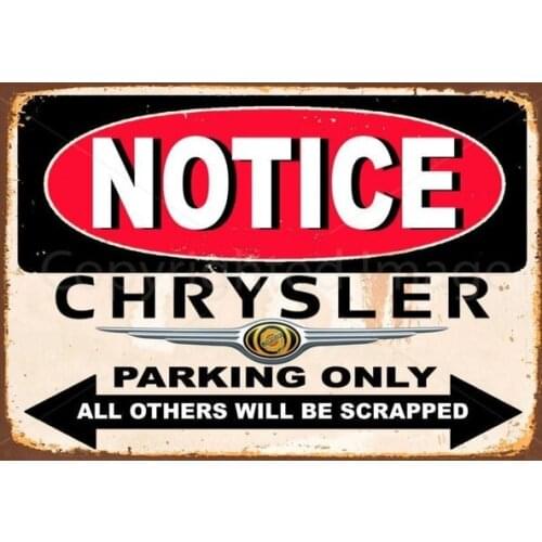 Funny Chrysler Parking Only Vintage Retro Tin Sign Metal Sign Metal Poster Metal Decor Wall Sticker