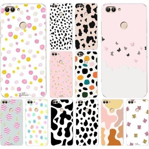 03AS Cow Pattern Black White Soft Silicone Tpu Cover phone Case for huawei y5 y6 Prime y6 y7 P Smart 2018 2019 Nova 2i 3i 3