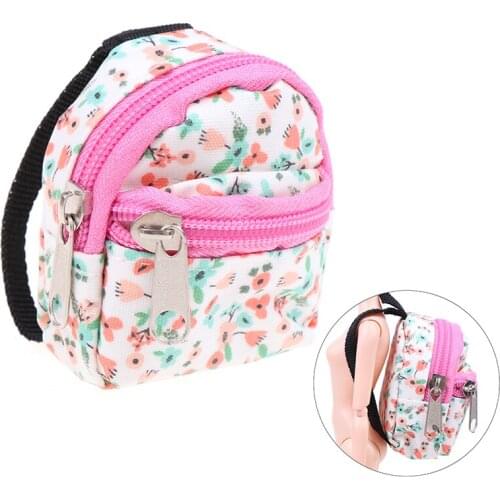 1:12 Scale Floral Dolls House Miniature Decoration School Backpack Shoulder Bag for Dolls Decals New
