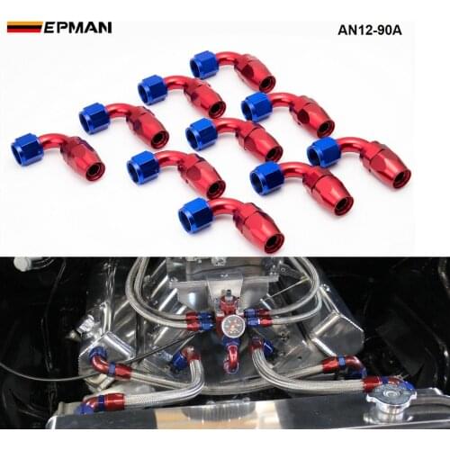 10pcs /set 90Degree High Performance AN12 Hose End Fitting Aluminum oil cooler hose fitting AN12-90A