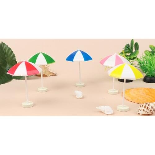 2pcs/Set Cute New 1/12 DollHouse Miniature Beach Sun Umbrella Colorful Scenes Decoration Accessories Kids Play Toys 6*4.5cm