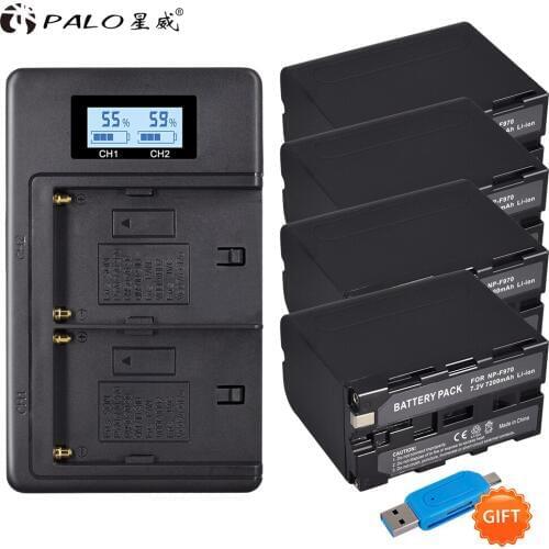 PALO 4Pcs 7200mah NP-F960 NP-F970 NPF960 NP F970 Digital Camera Battery For Sony F970 NP-F970 NP-F960 F960 Bateria with Charger