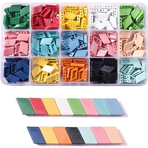 Glitter Tila Tile Beads Bracelet Making Supplies Metal Hematite Beads Cube Enamel Tiles Plated Charm Jewellery Crafts Wholesale