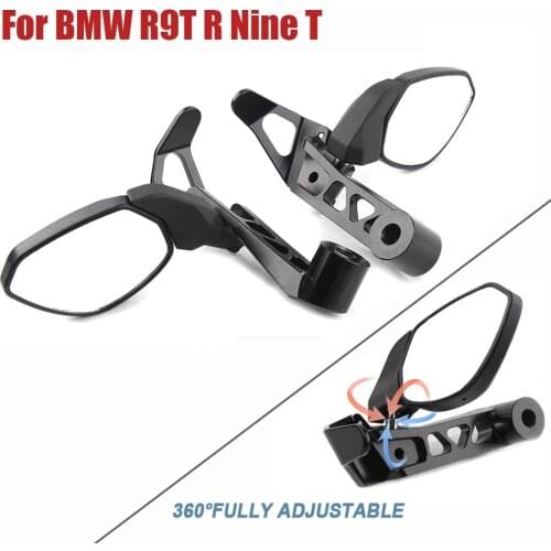 For BMW R Nine T R9T & MV Augusta Dragster 800 Hand Guard Rearview Mirror Handlebar Rear View Side Mirrors 360° Adjustable CNC
