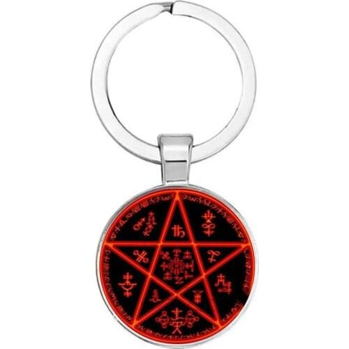 Brand New Design Hellsing Alucard Five-Pointed Star Fashion Keychain Glass Cabochon Hellsing Five-Pointed Star Pendant Keychain