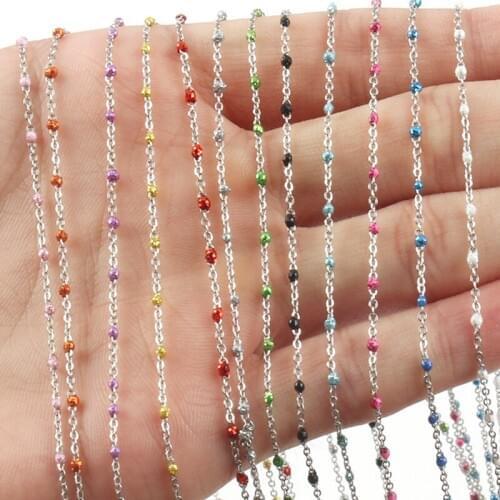 1 Meter Handmade Silver Color Wire Wrapped Rosary Chains for Necklaces Bracelets Anklet Making DIY Jewelry Findings