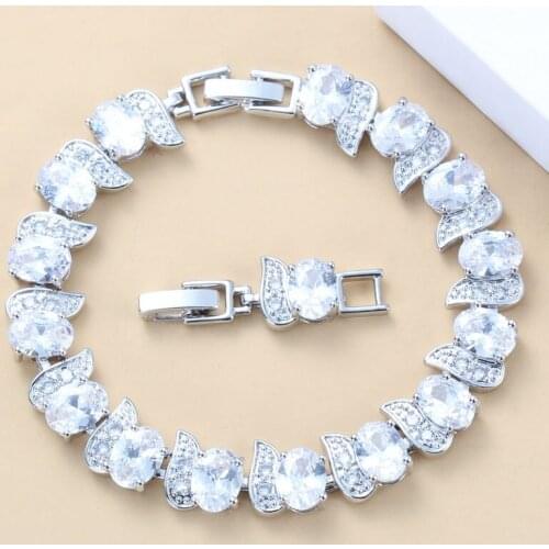 Cham Bracelet Bangles Bridal Wedding Costume Natural White Cubic Zirconia Crystal Jewelry For Women Adjustable Length 18+3CM