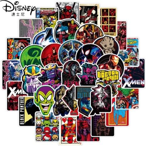 Disney 100Pcs Marvel Hero Cartoon Stickers Waterproof Mobile Phone Computer Water Cup Luggage Car Bicycle Stickers Toys