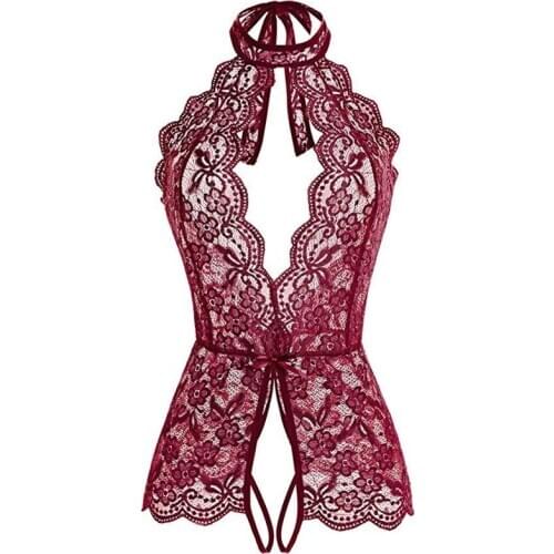 Babydolls Erotic Women Hollow Lace Underwear Transparent Open Crotch Nightwear Teddy Bodysuit Porno Lingerie for Adult BDSM Sex