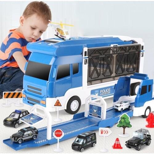 Music Simulation Track Inertia Truck Parking Lot Childrens Toy Catapult Rail Car Helicopter Track Scene Model Toy For Kids Gift