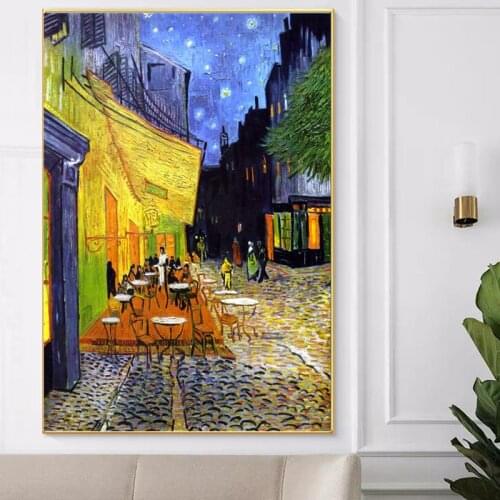 Van Gogh Cafe Terrace At Night By Oil Paintings Print on Canvas Art Posters and Prints Van Gogh Famous Art Pictures Home Decor