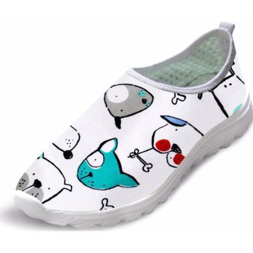 Cute Women Dog Pattern Sneakers Spring Summer Flats Breathable Mesh Shoes For Woman Fashion Girls Casual Beach Light Shoes