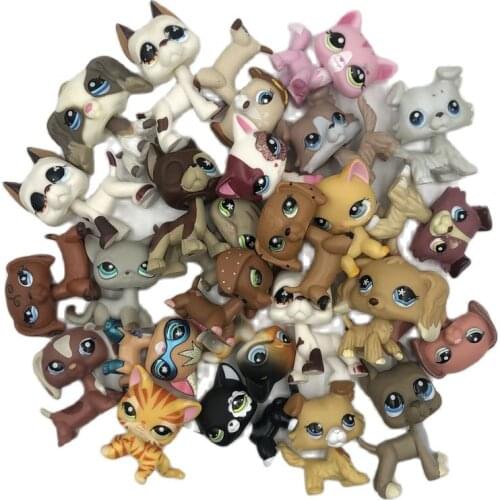 LPS CAT 10pcs/lot Defective toy For DIY Paint Pet Shop Short Hair Cat Dog Collie Dachshund Great Dane Cocker Spaniel Custom Base