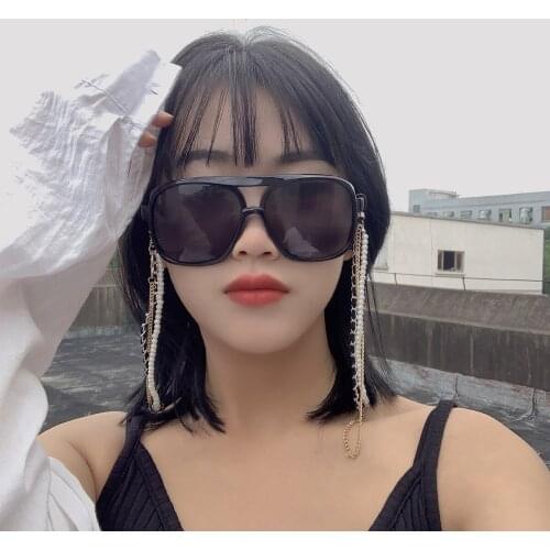 Retro Small Fragrance Flocking Cloth Imitation Pearl Eyeglasses Chain Ins Simple Multi-layer Trend Round Bead Chain Accessories