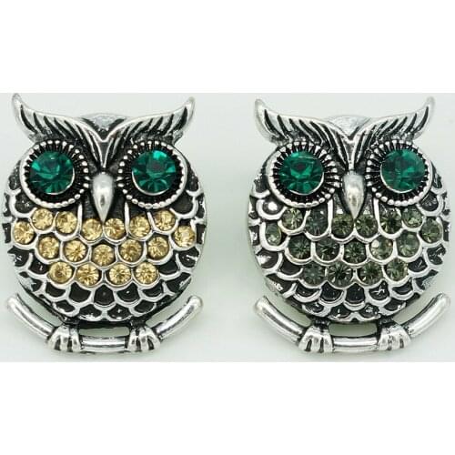 Fashion beauty lovely owl 18MM snap buttons fit snap bracelet snap jewelry wholesale PL0054