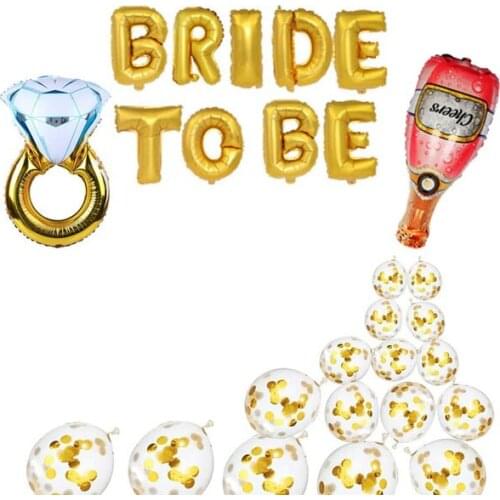 Bridal Shower Kit Party Supplies Kit include Diamond Ring and Bride to Be Foil Balloon,Pink Cheers Champagne Bottle Foil Balloon