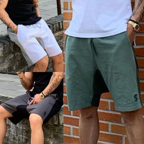 2021 New Mens Casual Sports Shorts Solid Color Sweatpants Block Drawstring Men Elastic Waist Pockets Short Pants for Running