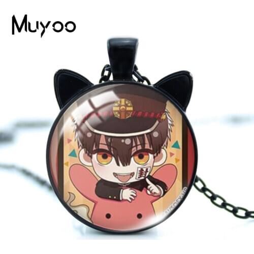 New Arrival Toilet-Bound Hanako-kun Anime Yugi Amane Nene Yashiro Minamoto Kou Round Glass Cabochon Necklace with Two Ears