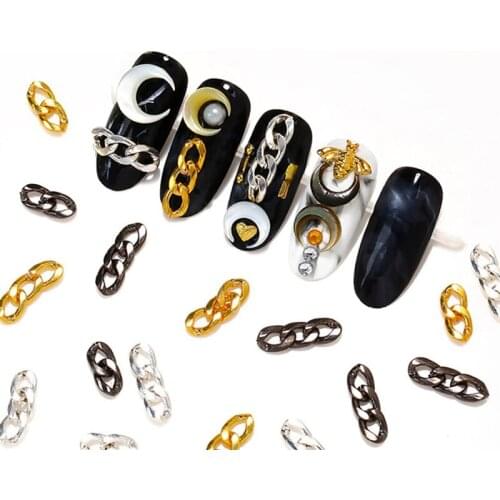 1Pot Nail Art Blingbling Charm Stud Rhinestone Metallic Gold/Silver/Black Charm Luxury Chain 3D Rivet Embellishment Charms Decor