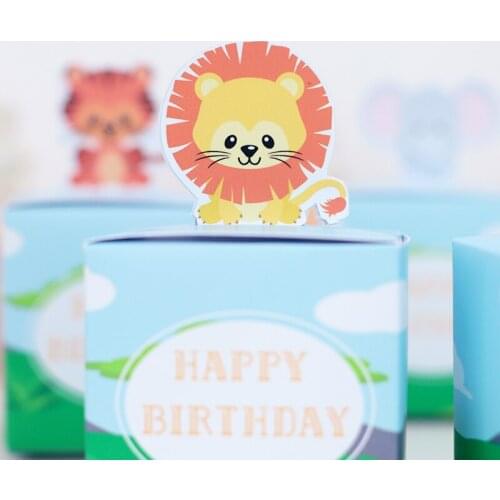 Safari Animals Favor Box Candy Box Gift Box Gift Bags Cupcake Box Wrapping Boy Kids Birthday Decoration Event Party Supplies