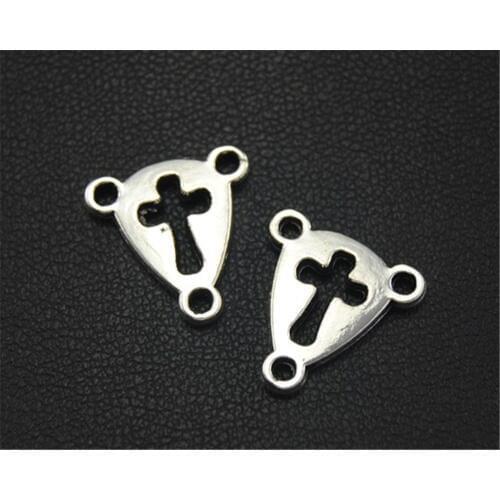 15pcs Silver Color Triangle Cross Hanger Charm Handmade Charms Pendants Jewelry Findings 12X13mm A1708