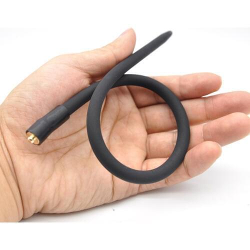 1 Pcs Electro connect Black Silicone 35cm Super Long Chastity Urethral Dilators Urethral sounds Penis Plug Stretching Sex Toys