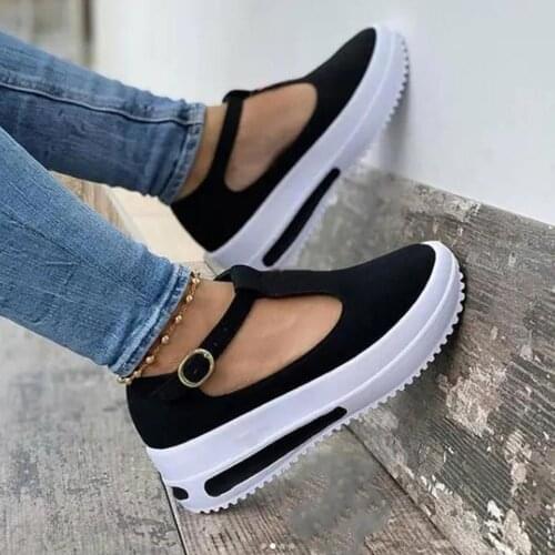 Sandals Women 2021 Womens Fashion Wedge Platform Buckle Strap Sandals Ladies Cusual Solid Shoes Fashion Comfort Female Shoes