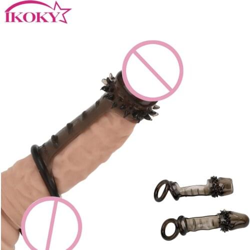 IKOKY Spike Sleeve Penis Ring Sex Toys For Men Male Cock Stropon Dildo Enlargement Extender Condom Adult Couples Sex Tools Shop