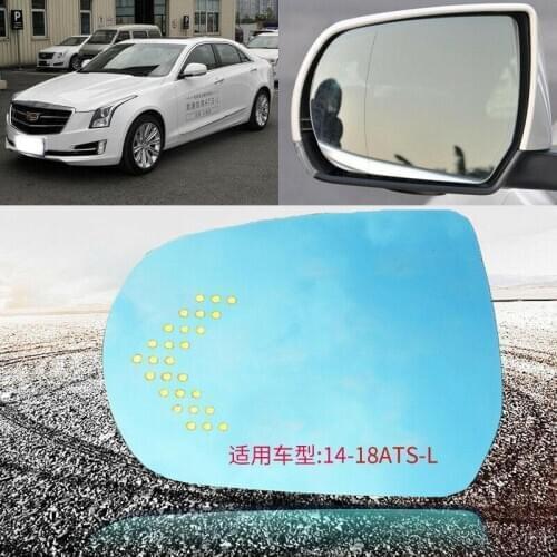 Blue mirror For Cadillac ATS-L Car Rearview Mirror Glare Proof Blue Glasses Led Lamp Heated turn single lamp