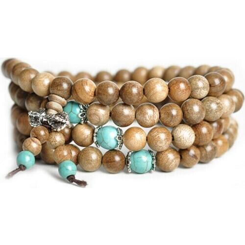 Tibetan Buddhism 108 Silk Nanmu Wood Prayer Beads vajra Mala Necklace