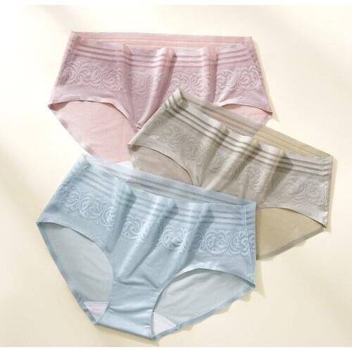 Wasteheart Women Fashion Blue Purple Cotton High Waist Panties Underwear Seamless One-Piece Lingerie Underpants Briefs L XL