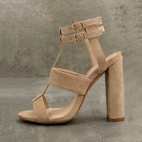 2021 Hot Women Buckle Block High Heels Sandals Open Toe Ankle Strap Party Club Shoes New