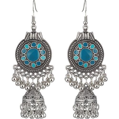 LOVBEAFAS Ethnic Vintage Drop Dangle Tassel Long Earrings Women Bell Charm Beads Bohemian Enamel Earings Fashion Jewelry Brincos