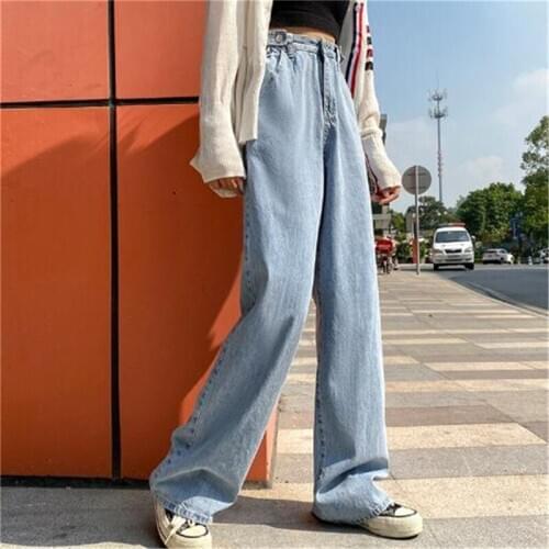 Woman Jeans High Waist Clothes Wide Leg Denim Clothing Blue Streetwear Vintage Quality 2021 Fashion Harajuku Straight Pants