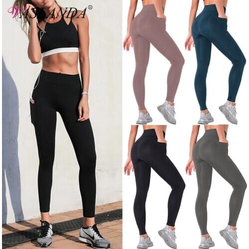 Women Leggings Workout Sport Pants with Pocket Fitness Clothing Gym Sportswear Push Up Running Tights Seamless Activewear